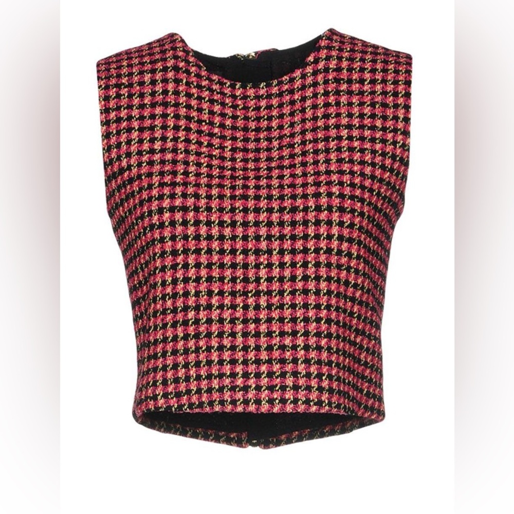 Pinko Pink and Black Checkered Crop Top